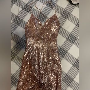 Rose gold dress from hello molly!